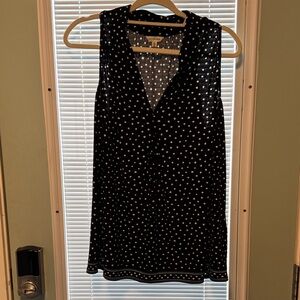 Sleeveless Black Polka Dot V-Neck Tunic Top